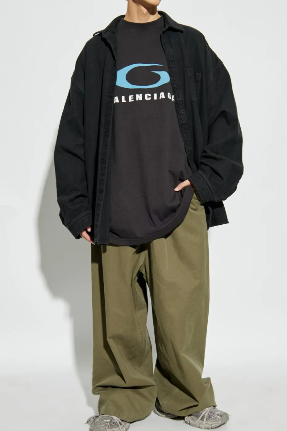 Balenciaga BLACK Shirt with sewn-in T-shirt