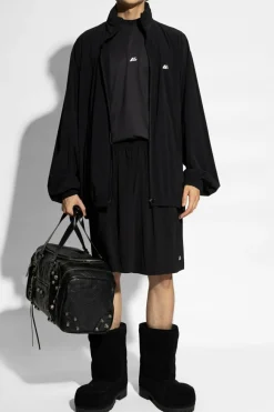 Balenciaga BLACK Shorts with Printed Logo