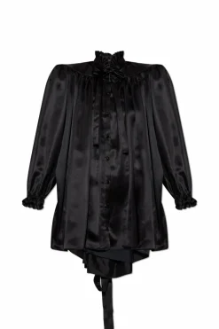 Balenciaga BLACK Silk blouse with decorative tie at neckline