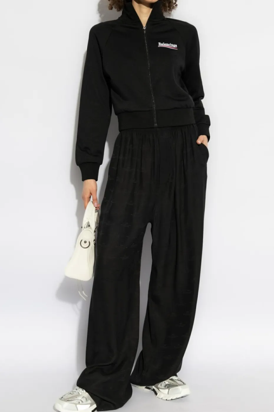 Balenciaga BLACK Sweatshirt with stand-up collar
