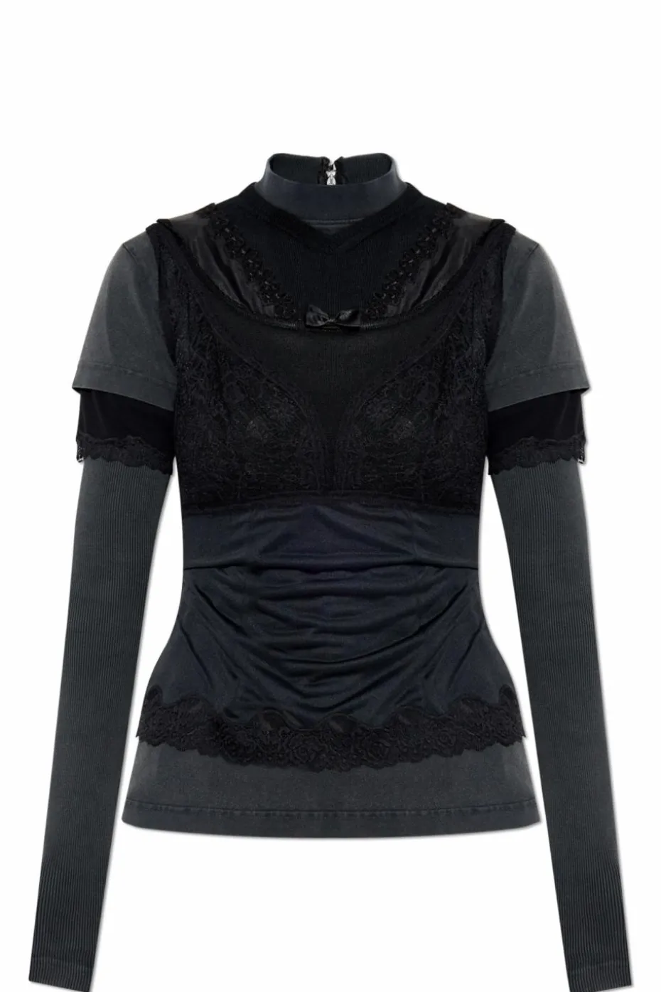 Balenciaga BLACK Top with stand-up collar