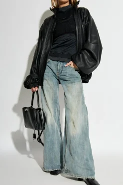Balenciaga BLACK Top with stand-up collar