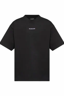 Balenciaga BLACK T-shirt with embroidered logo