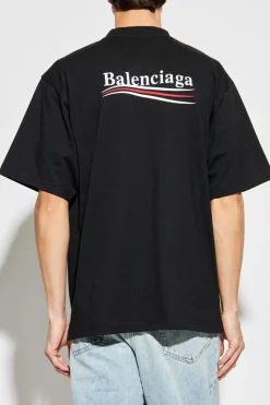 Balenciaga BLACK T-shirt with embroidered logo