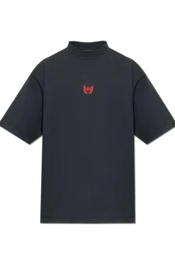 Balenciaga BLACK T-shirt with embroidered logo