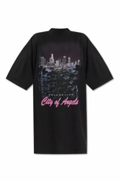 Balenciaga BLACK T-shirt with colorful print