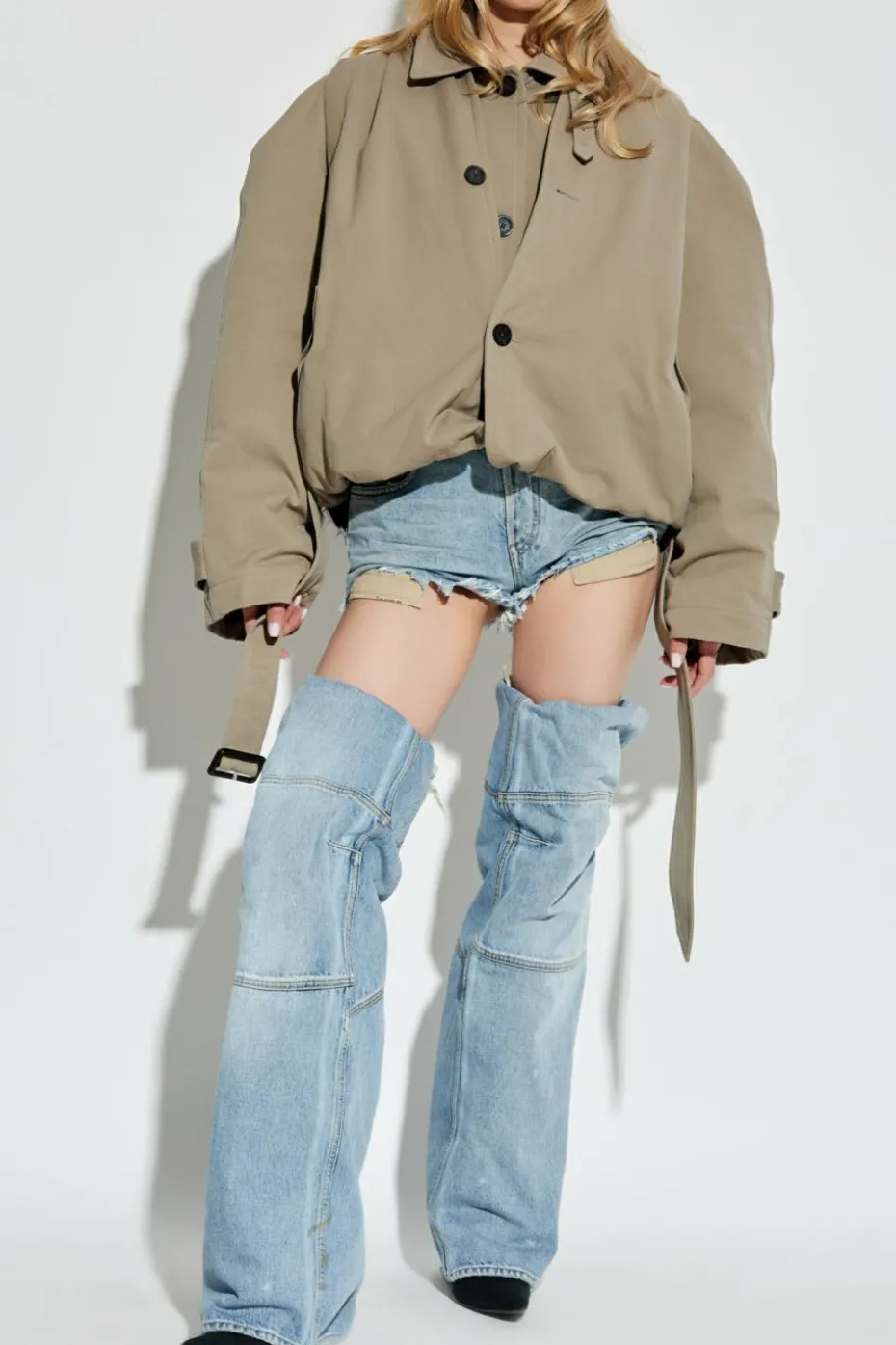 Balenciaga BLUE Denim shorts with 'vintage' effect