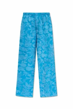 Balenciaga BLUE Loose-fit pants with floral motif