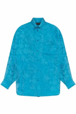 Balenciaga BLUE Shirt with silk trim