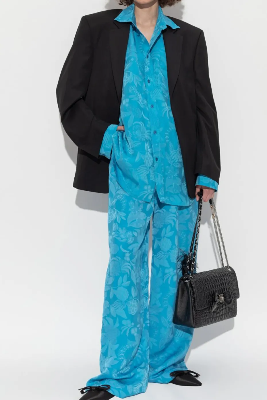 Balenciaga BLUE Shirt with silk trim