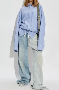 Balenciaga BLUE Shirt with stripe pattern
