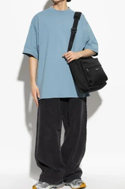 Balenciaga BLUE T-shirt with embroidered logo