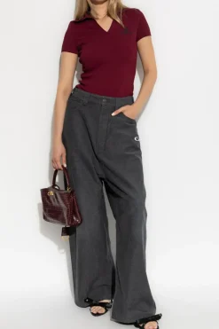 Balenciaga BURGUNDY Polo with embroidered logo
