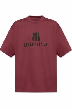 Balenciaga BURGUNDY T-shirt with logo