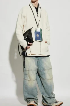 Balenciaga cream Cardigan with stand-up collar