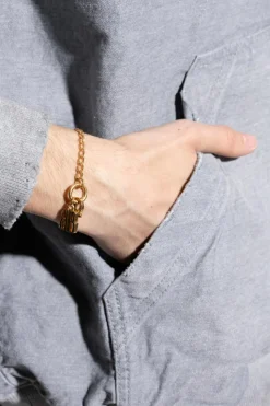 Balenciaga GOLD Bracelet with a logo-shaped charm