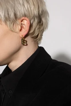 Balenciaga GOLD Brass logo earrings