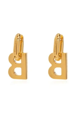 Balenciaga GOLD Brass logo earrings
