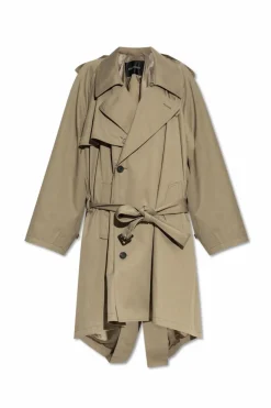 Balenciaga GREEN Double-breasted trench coat with belt