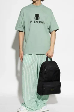 Balenciaga GREEN Loose-fit pants with a striped pattern