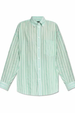 Balenciaga GREEN Shirt with a striped pattern