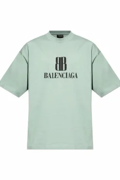 Balenciaga GREEN T-shirt with printed logo