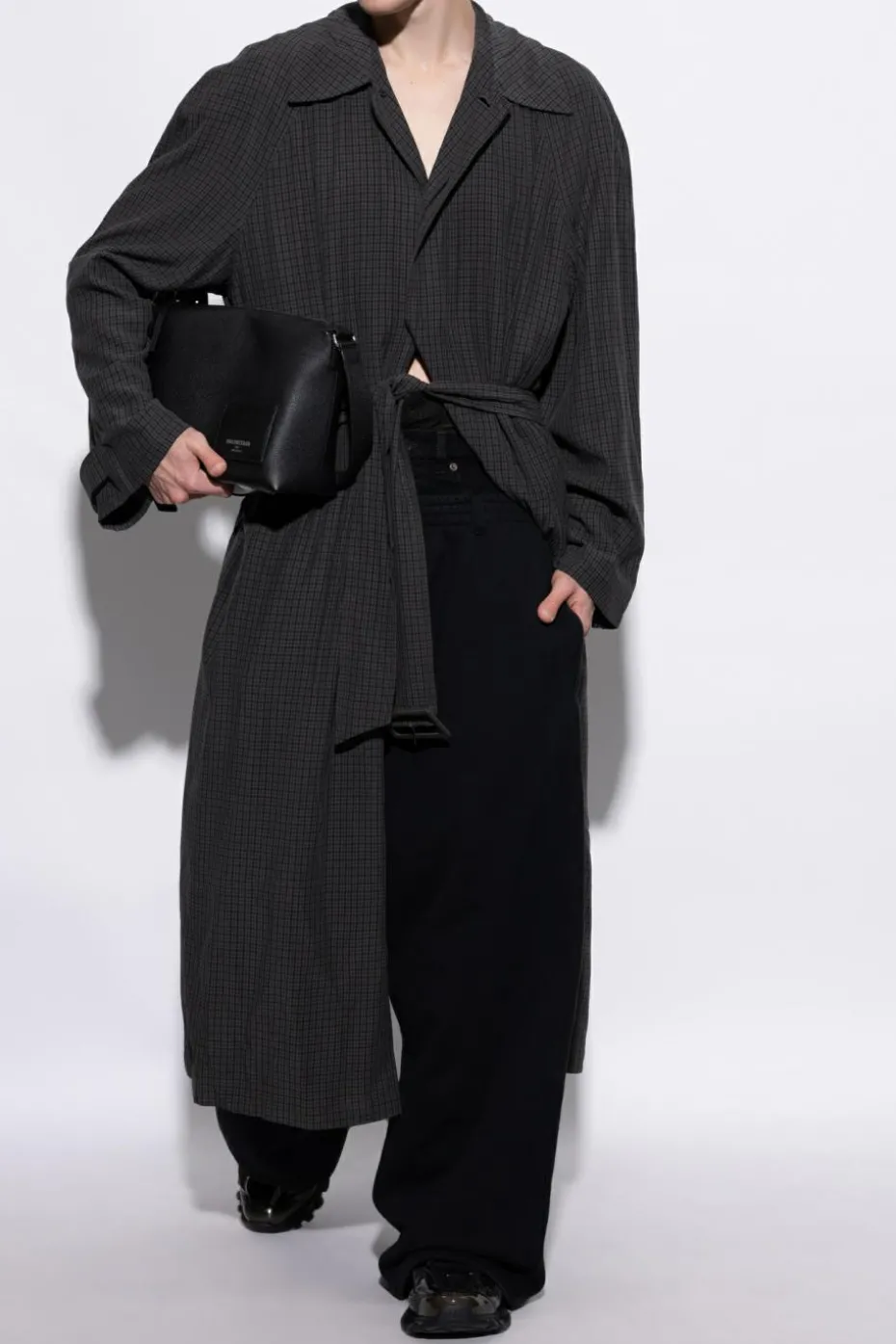 Balenciaga GREY Coat with check pattern