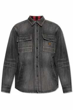 Balenciaga GREY Denim shirt with `vintage` effect
