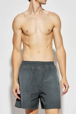Balenciaga GREY Plaid-patterned swim shorts