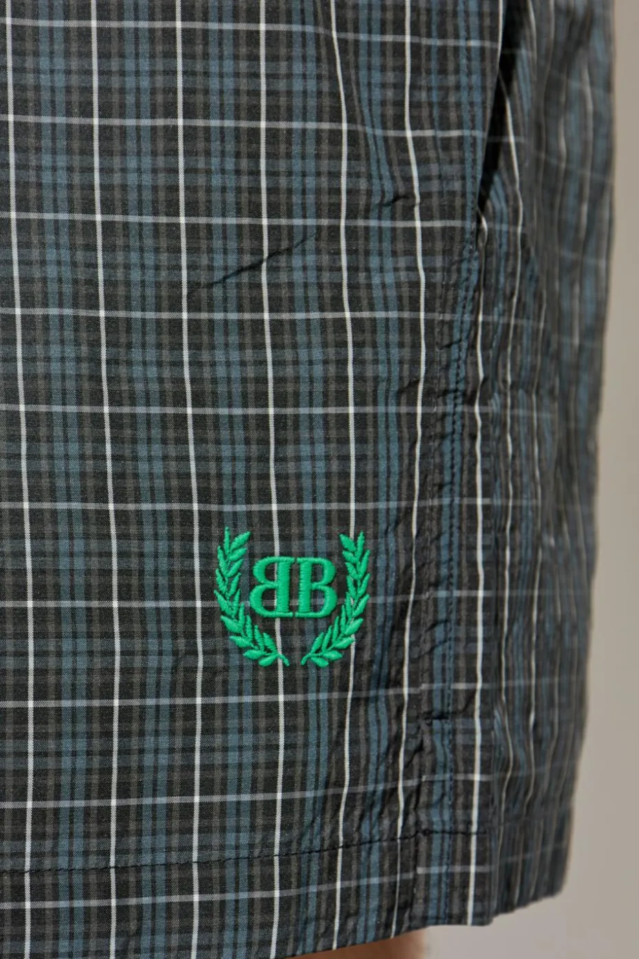 Balenciaga GREY Plaid-patterned swim shorts