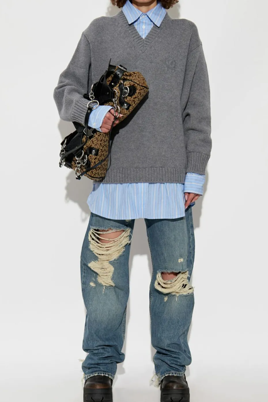 Balenciaga GREY Sweater with shirt motif