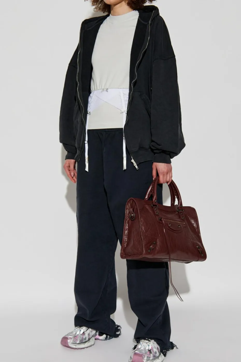 Balenciaga GREY T-shirt with lace insert