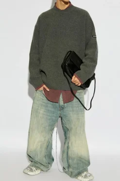 Balenciaga GREY Wool sweater with logo