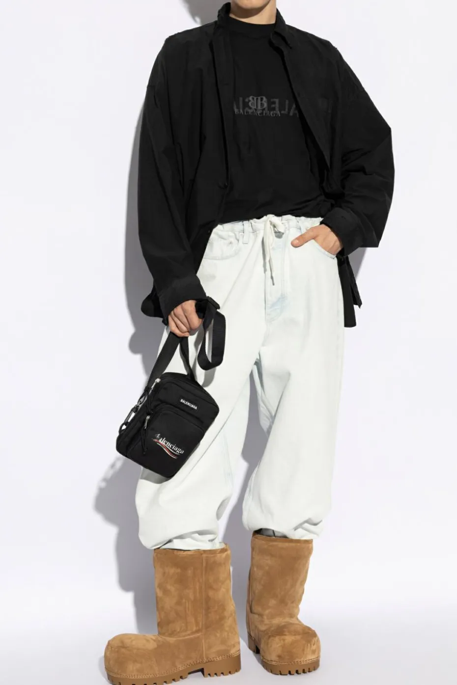 Balenciaga light blue Wide-leg jeans