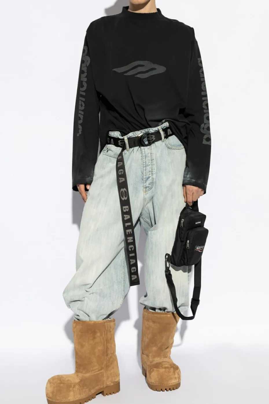 Balenciaga light blue Wide-leg jeans