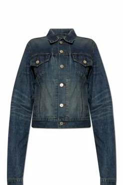 Balenciaga NAVY BLUE Denim jacket with vintage effect