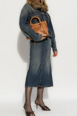 Balenciaga NAVY BLUE Denim skirt with vintage effect
