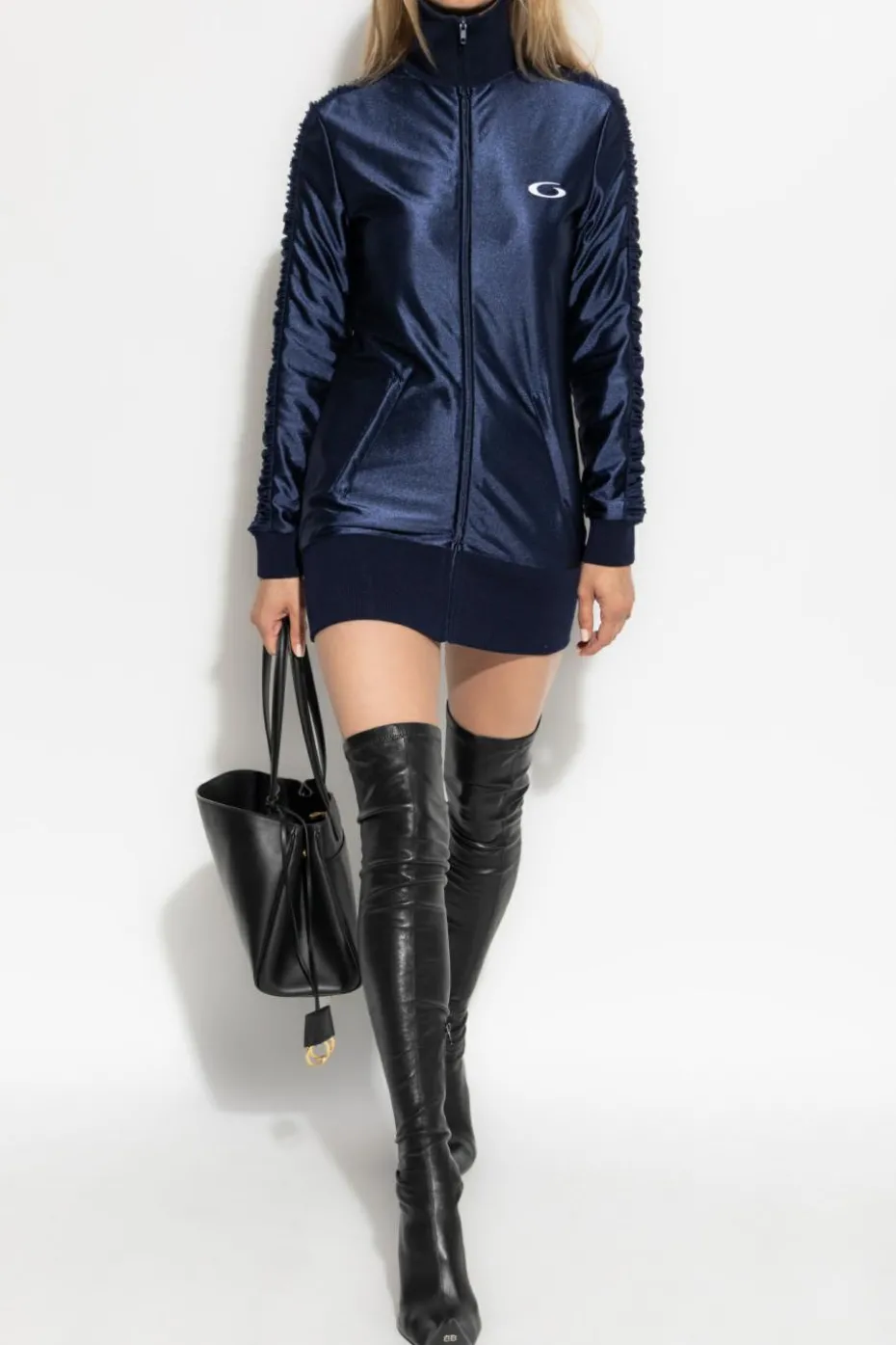 Balenciaga NAVY BLUE Dress with decorative draping on the sleeves
