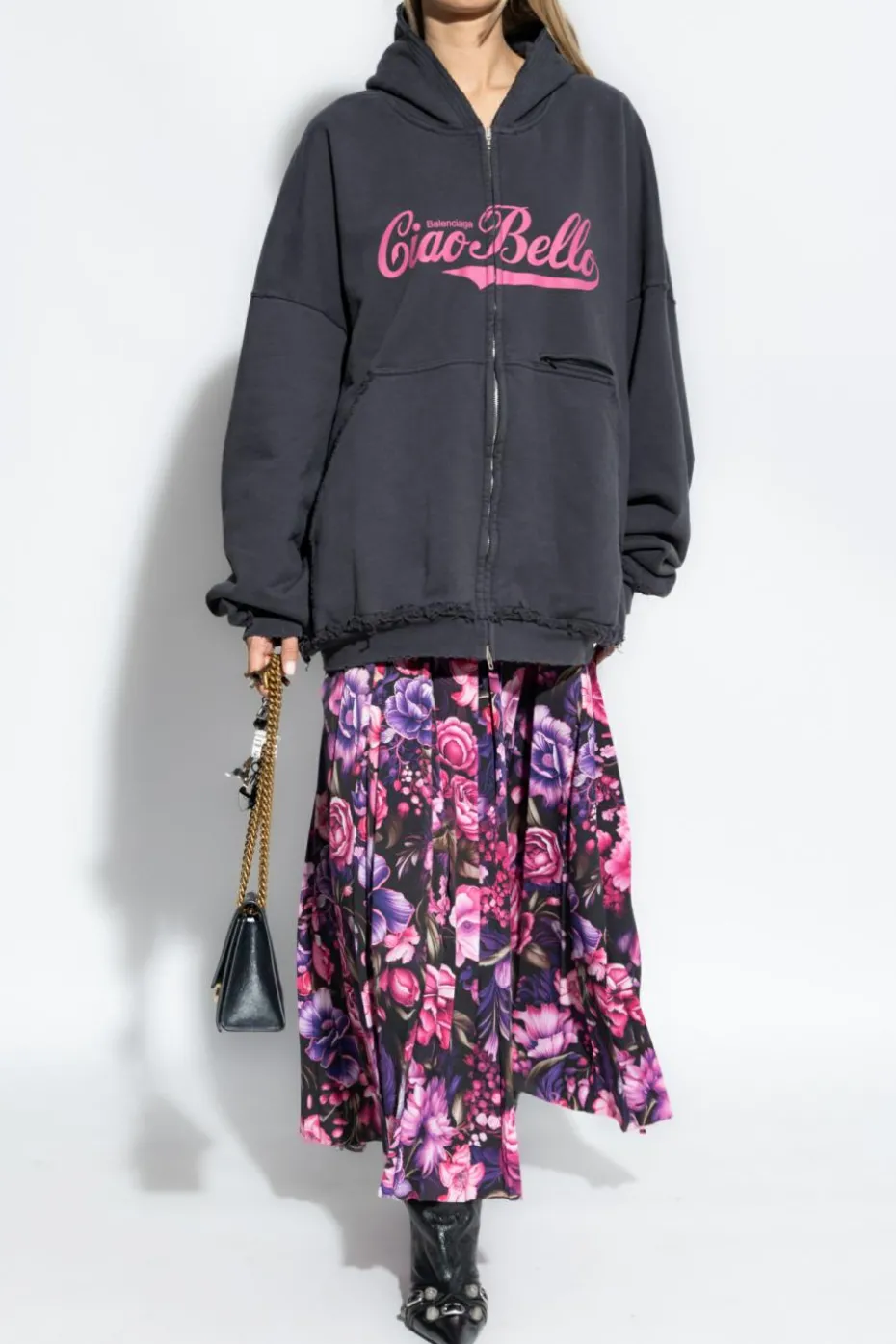 Balenciaga PINK Skirt with floral pattern