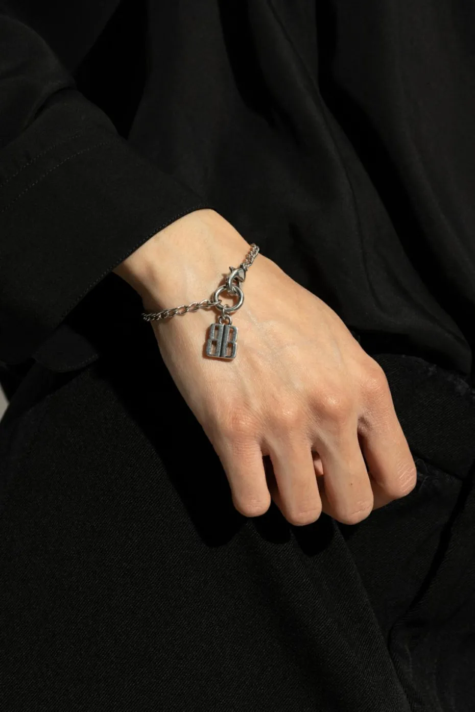 Balenciaga SILVER Bracelet with a logo-shaped pendant