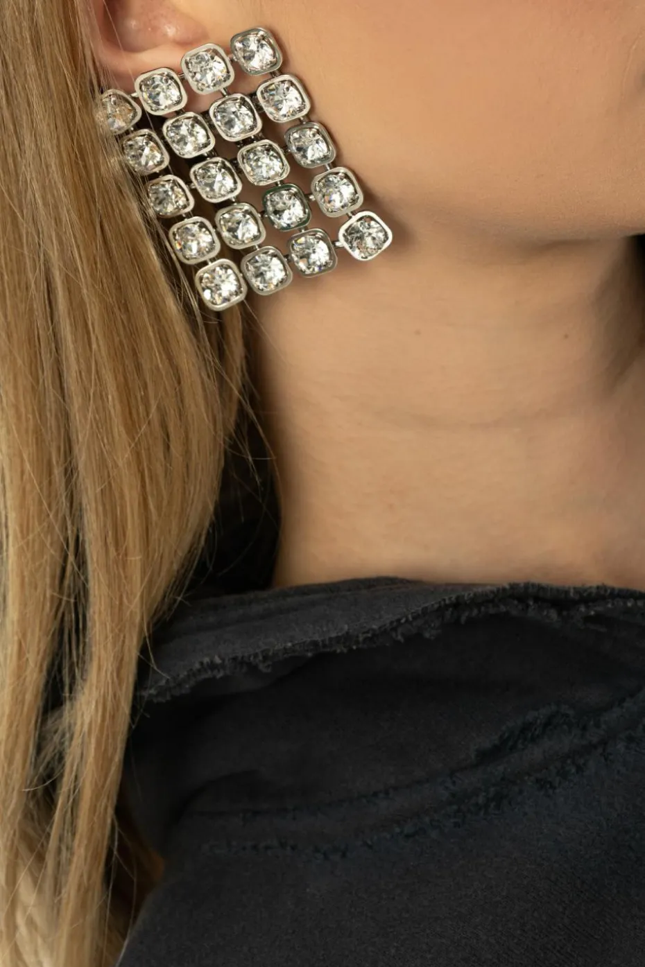 Balenciaga SILVER Earrings with shimmering crystals