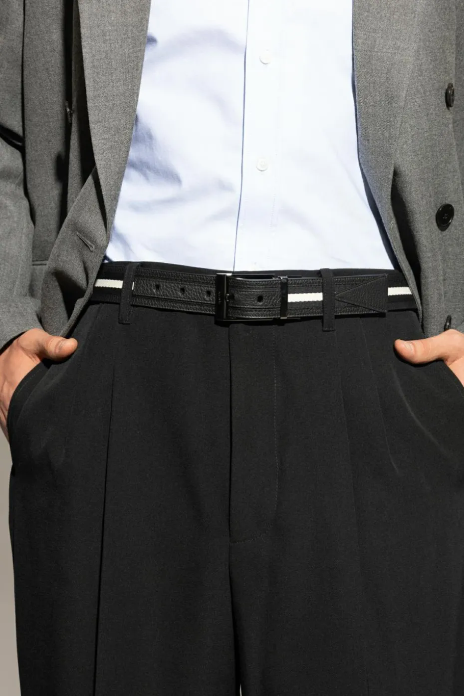 Bally BLACK Belt finished with fabric