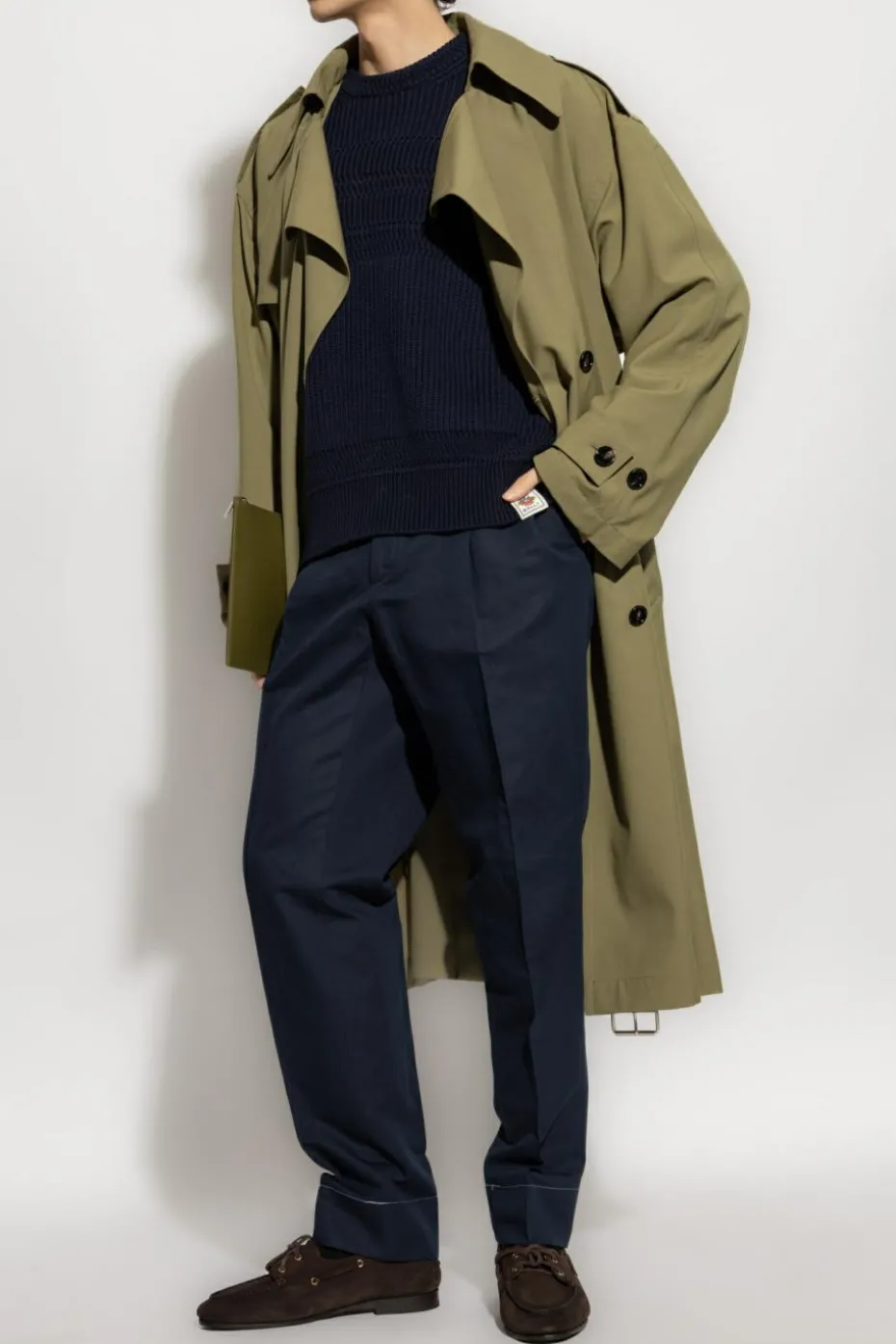 Bally NAVY BLUE Cotton sweater with logo patch