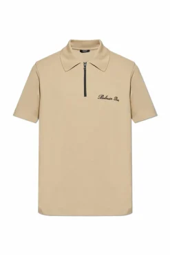 Balmain beige Polo with embroidered logo
