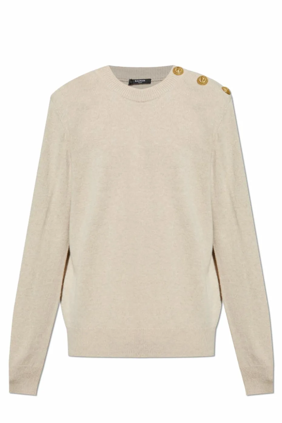 Balmain beige Sweater with snap fastening on the shoulder