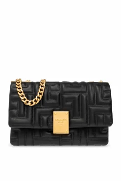 Balmain BLACK ‘1945 Soft’ quilted shoulder bag