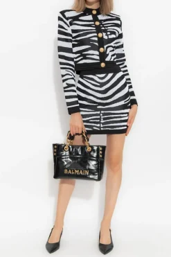 Balmain BLACK Animal Print Skirt