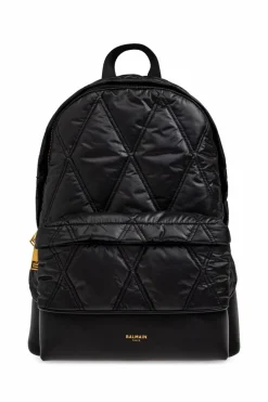 Balmain BLACK Backpack with printed logo