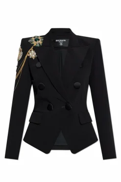 Balmain BLACK Blazer with shimmering appliquƩs
