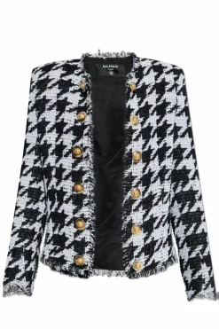 Balmain BLACK Blazer with houndstooth pattern
